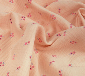 Oeko-Tex®  Double Gauze Fabric Flowers Haily Salmon Oeko-Tex®  Double Gauze Fabric Flowers Haily Salmon