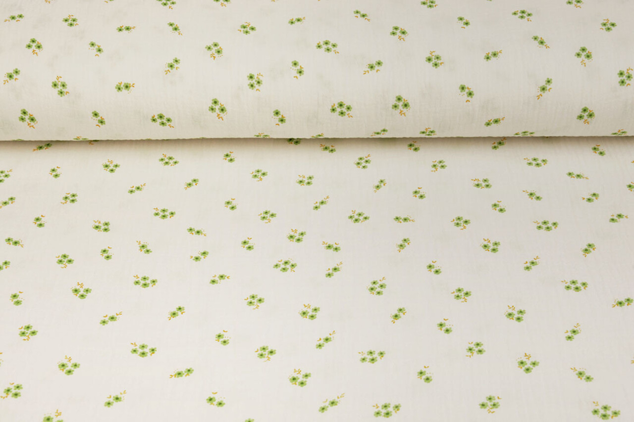 Oeko-Tex® Tessuto di Mussola Mini Fiori Haily Bianco Sporco Oeko-Tex® Tessuto di Mussola Mini Fiori Haily Bianco Sporco