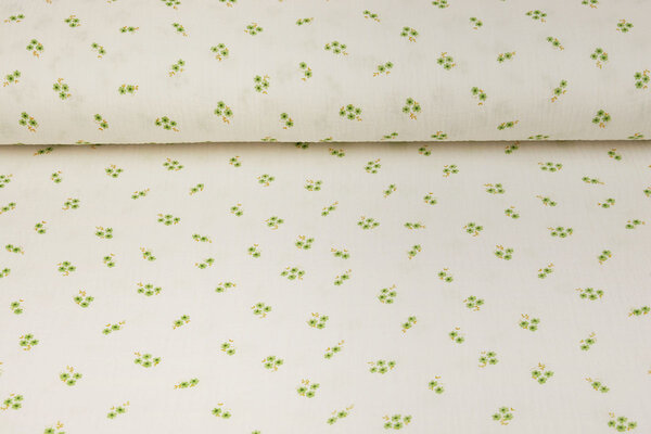 Oeko-Tex® Tela de Muselina Mini Flores Haily Blanco Roto Oeko-Tex® Tela de Muselina Mini Flores Haily Blanco Roto