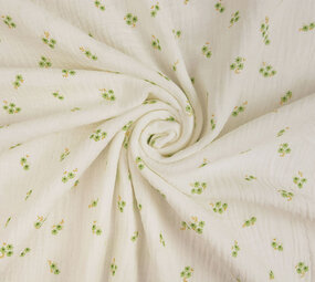 Oeko-Tex®  Hydrofiel Stof Mini Bloemen Haily Off-White