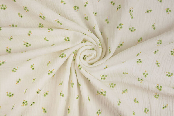 Oeko-Tex® Tessuto di Mussola Mini Fiori Haily Bianco Sporco Oeko-Tex® Tessuto di Mussola Mini Fiori Haily Bianco Sporco