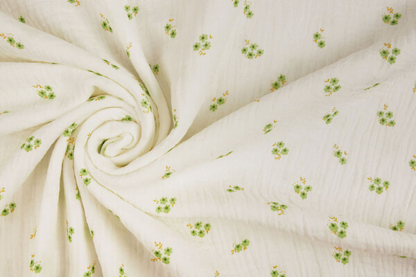 Oeko-Tex® Tessuto di Mussola Mini Fiori Haily Bianco Sporco Oeko-Tex® Tessuto di Mussola Mini Fiori Haily Bianco Sporco
