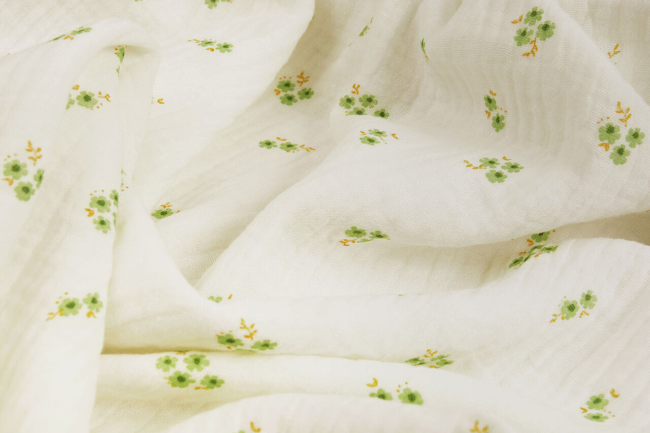 Oeko-Tex®  Hydrofiel Stof Mini Bloemen Haily Off-White Oeko-Tex®  Hydrofiel Stof Mini Bloemen Haily Off-White