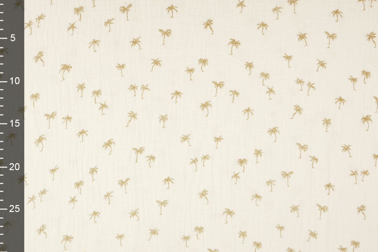 Oeko-Tex®  Double Gauze Fabric Mini Palm Off-White Oeko-Tex®  Double Gauze Fabric Mini Palm Off-White