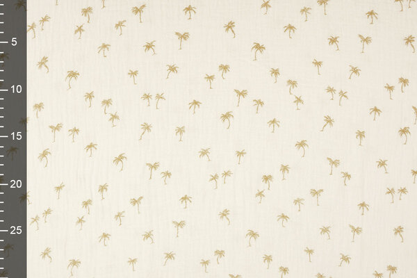 Oeko-Tex®  Double Gauze Fabric Mini Palm Off-White Oeko-Tex®  Double Gauze Fabric Mini Palm Off-White