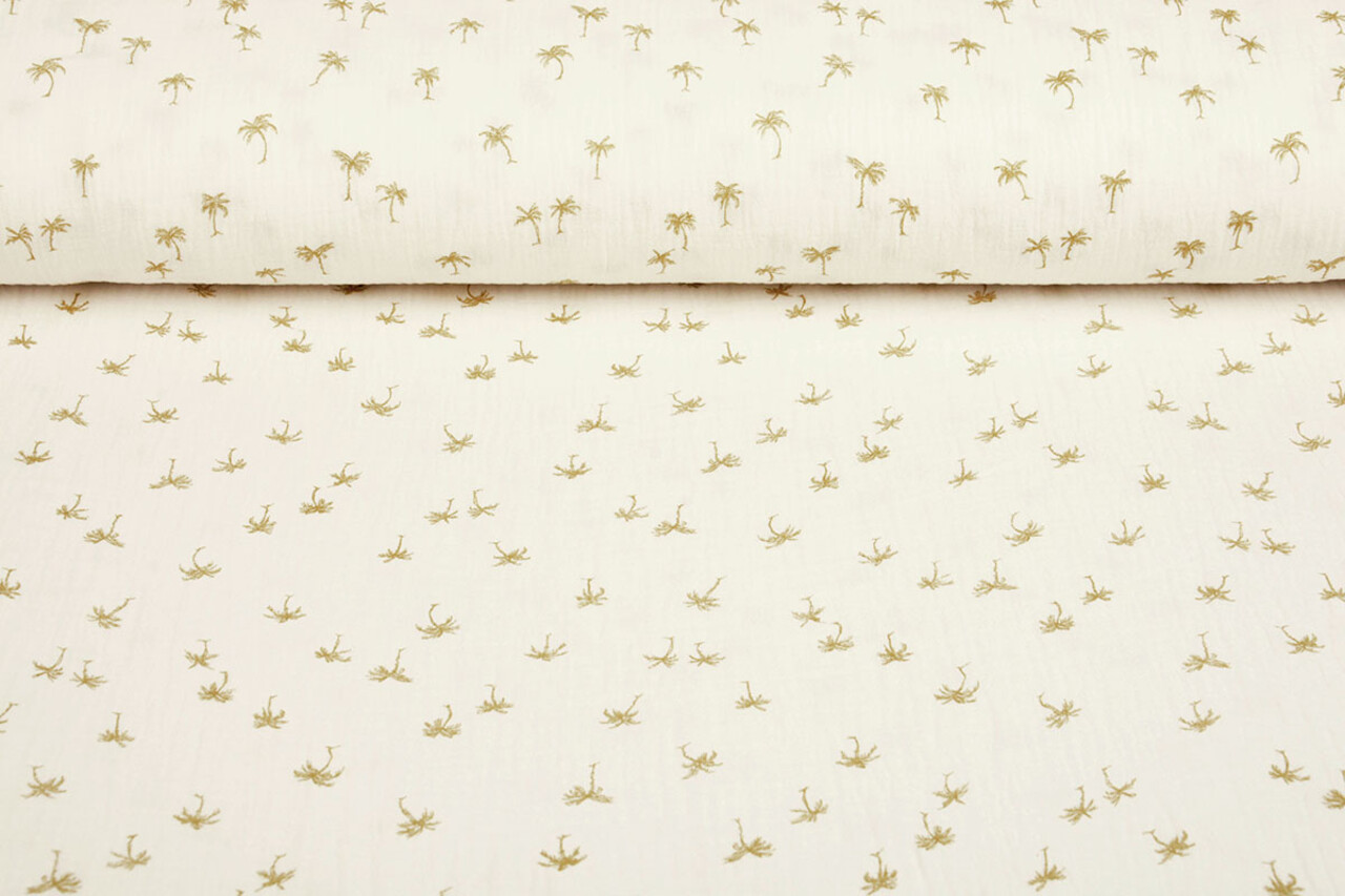Oeko-Tex®  Double Gauze Fabric Mini Palm Off-White Oeko-Tex®  Double Gauze Fabric Mini Palm Off-White