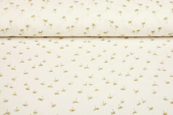 Oeko-Tex®  Double Gauze Fabric Mini Palm Off-White Oeko-Tex®  Double Gauze Fabric Mini Palm Off-White