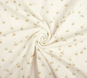 Oeko-Tex®  Coton Double Gaze Tissu Mini Palm Blanc Cassé