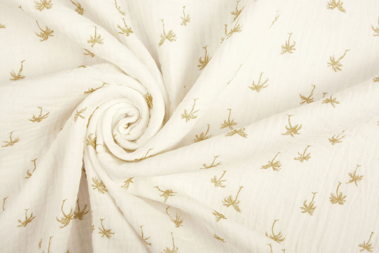 Oeko-Tex®  Hydrofiel Stof Mini Palm Off-White Oeko-Tex®  Hydrofiel Stof Mini Palm Off-White