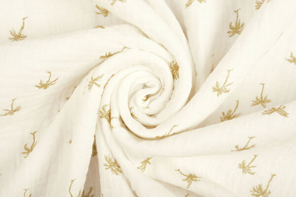 Oeko-Tex®  Double Gauze Fabric Mini Palm Off-White Oeko-Tex®  Double Gauze Fabric Mini Palm Off-White