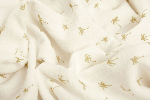 Oeko-Tex®  Double Gauze Fabric Mini Palm Off-White Oeko-Tex®  Double Gauze Fabric Mini Palm Off-White