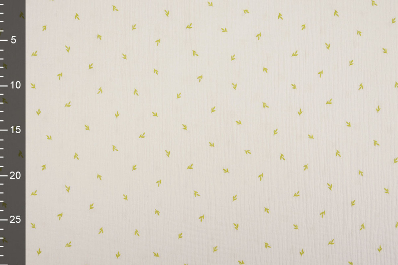 Oeko-Tex® Hydrofiel Stof Mini Blaadjes Wit Oeko-Tex® Hydrofiel Stof Mini Blaadjes Wit