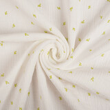 Oeko-Tex®  Double Gauze Fabric Mini Leaves White Oeko-Tex®  Double Gauze Fabric Mini Leaves White