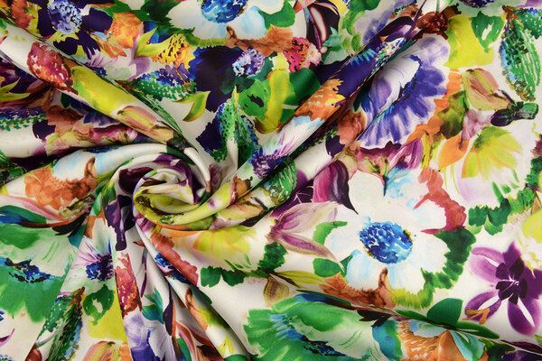 Oeko-Tex®  Stretch Satin Bedruckt English Garden Oeko-Tex®  Stretch Satin Bedruckt English Garden