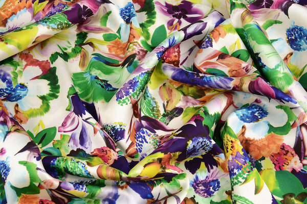 Oeko-Tex®  Stretch Satin Printed English Garden