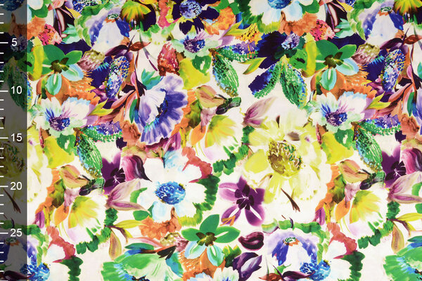 Oeko-Tex®  Stretch Satin Printed English Garden