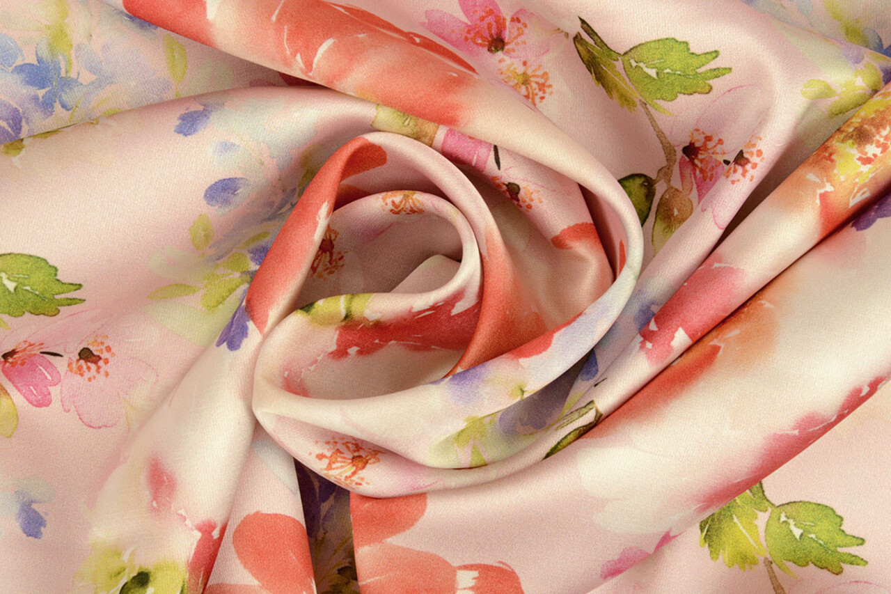 Oeko-Tex®  Stretch Satin Printed Flower Galore