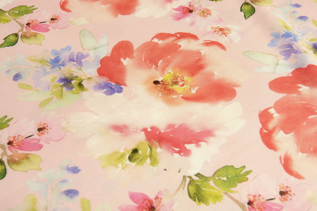 Oeko-Tex®  Satén Elástico Estampado Flor Galore
