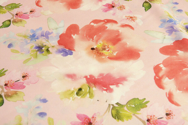 Oeko-Tex®  Stretch Satin Printed Flower Galore