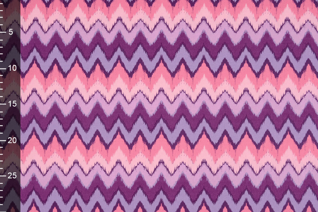 Oeko-Tex®  Stretch Poplin ZigZag Multi Paars Oeko-Tex®  Stretch Poplin ZigZag Multi Paars