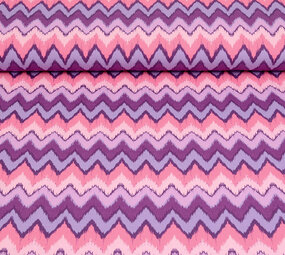 Oeko-Tex® Elástico Popelina ZigZag Multi Morado Oeko-Tex® Elástico Popelina ZigZag Multi Morado