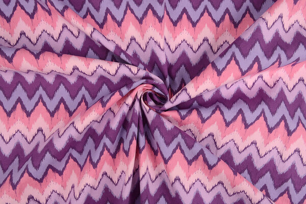 Oeko-Tex®  Stretch Poplin ZigZag Multi Purple Oeko-Tex®  Stretch Poplin ZigZag Multi Purple