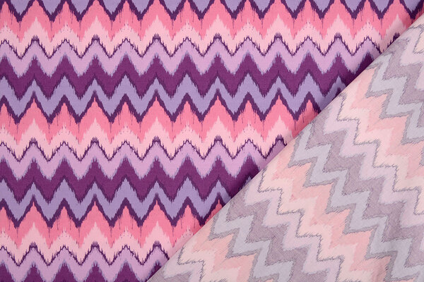 Oeko-Tex® Stretch Popeline Zigzag Multicolore Viola Oeko-Tex® Stretch Popeline Zigzag Multicolore Viola