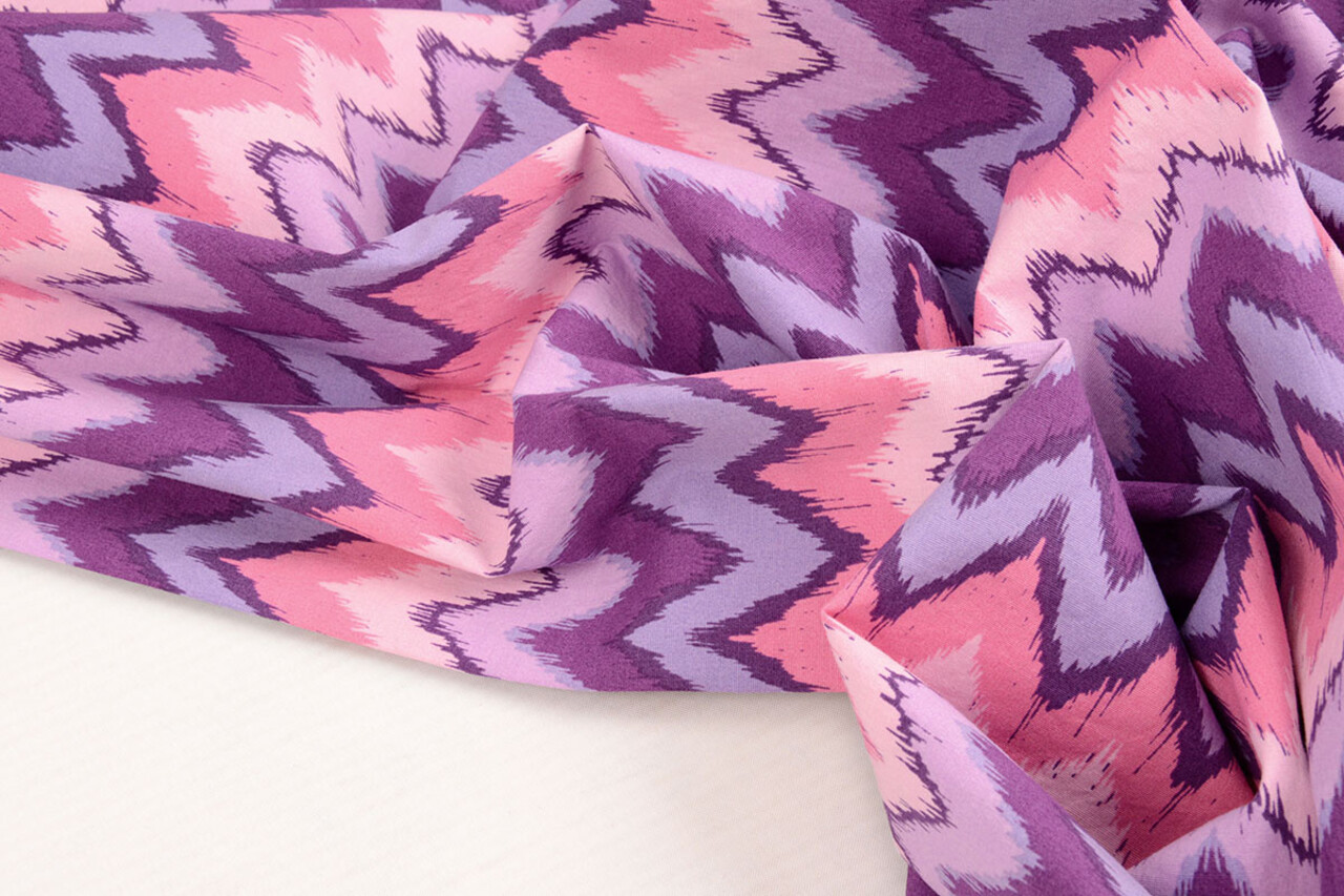 Oeko-Tex®  Stretch Poplin ZigZag Multi Purple