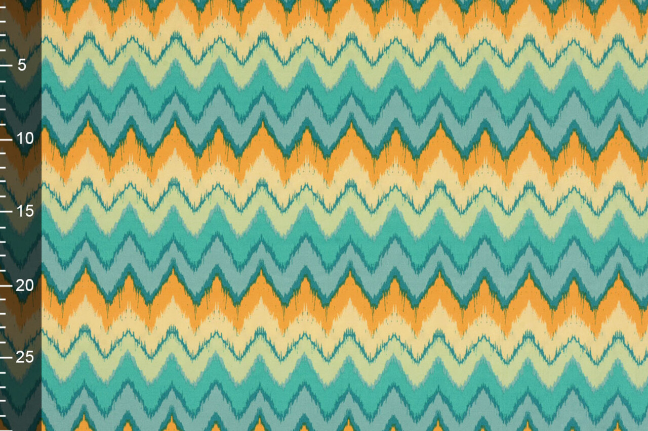 Oeko-Tex®  Stretch Poplin ZigZag Multi Groen Oeko-Tex®  Stretch Poplin ZigZag Multi Groen