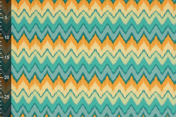 Oeko-Tex®  Stretch Poplin ZigZag Multi Groen Oeko-Tex®  Stretch Poplin ZigZag Multi Groen