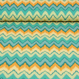 Oeko-Tex®  Stretch Poplin ZigZag Multi Groen Oeko-Tex®  Stretch Poplin ZigZag Multi Groen