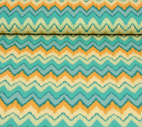 Oeko-Tex® Stretch Popeline Zigzag Multicolore Vert Oeko-Tex® Stretch Popeline Zigzag Multicolore Vert
