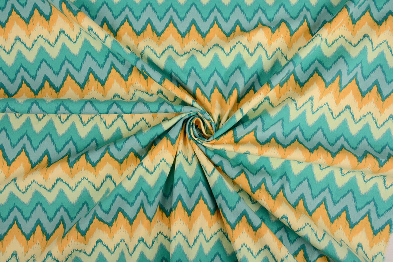 Oeko-Tex®  Stretch Popeline Zigzag Multicolore Verde
