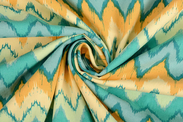 Oeko-Tex® Stretch Popeline Zigzag Multicolore Vert Oeko-Tex® Stretch Popeline Zigzag Multicolore Vert
