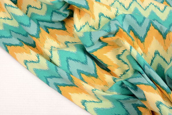 Oeko-Tex® Stretch Popeline Zigzag Multicolore Vert Oeko-Tex® Stretch Popeline Zigzag Multicolore Vert