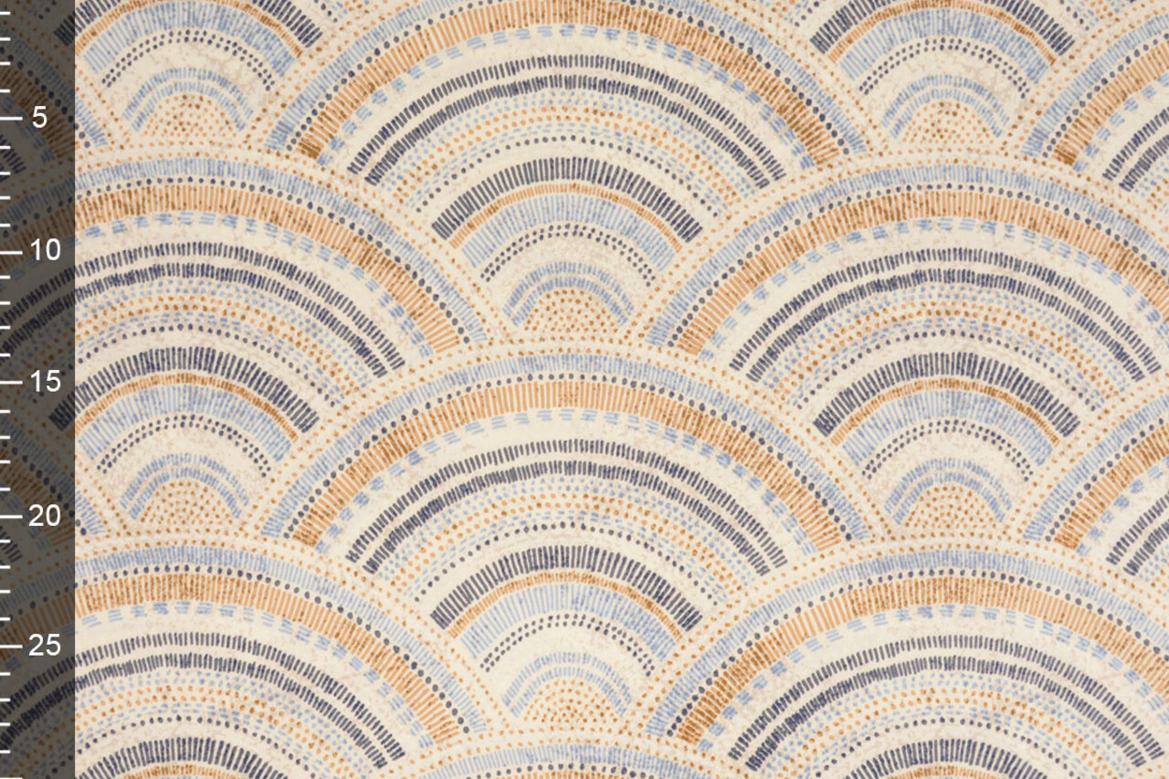 Oeko-Tex®  Stretch Popeline Waves Multi Blau Oeko-Tex®  Stretch Popeline Waves Multi Blau