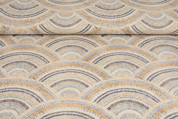 Oeko-Tex®  Stretch Popeline Waves Multi Blau Oeko-Tex®  Stretch Popeline Waves Multi Blau