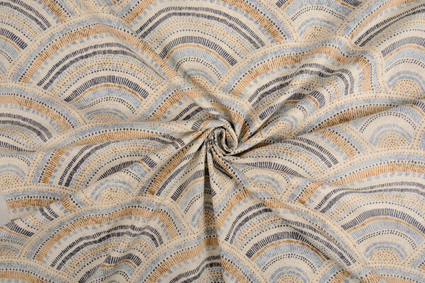 Oeko-Tex®  Stretch Poplin Waves Multi Blue Oeko-Tex®  Stretch Poplin Waves Multi Blue