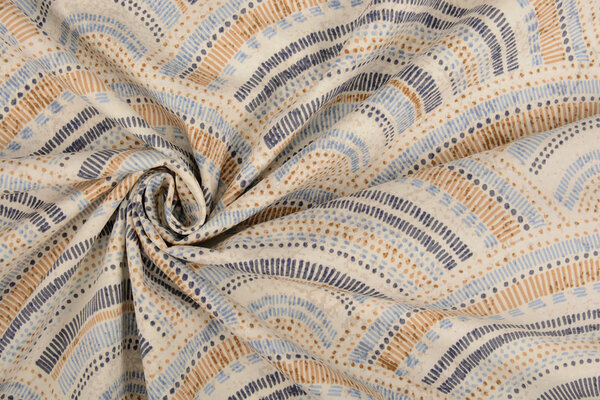Oeko-Tex®  Stretch Poplin Waves Multi Blue Oeko-Tex®  Stretch Poplin Waves Multi Blue