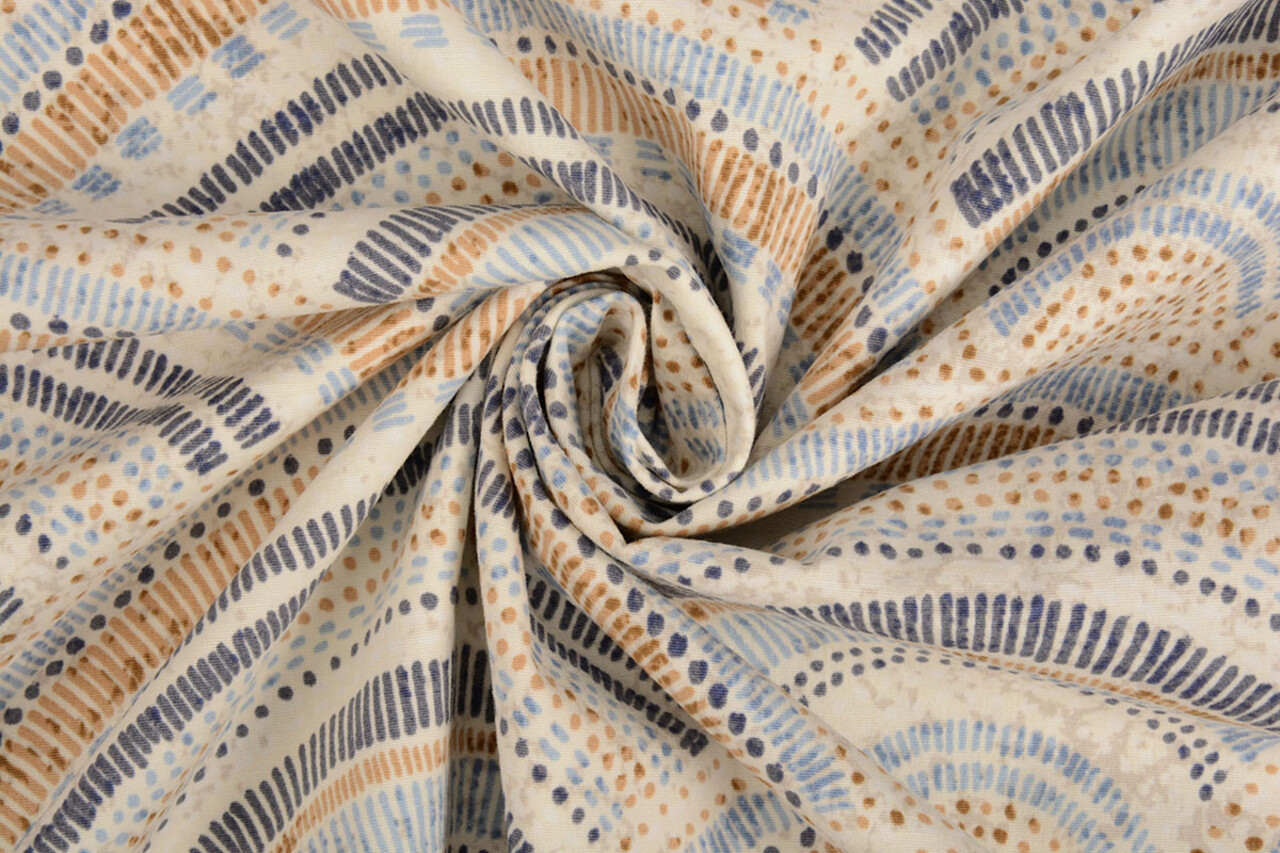 Oeko-Tex® Stretch Popeline Waves Multicolore Blu Oeko-Tex® Stretch Popeline Waves Multicolore Blu