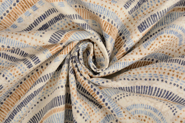 Oeko-Tex®  Stretch Poplin Waves Multi Blauw