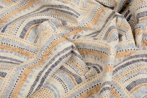 Oeko-Tex® Stretch Popeline Waves Multicolore Bleu Oeko-Tex® Stretch Popeline Waves Multicolore Bleu