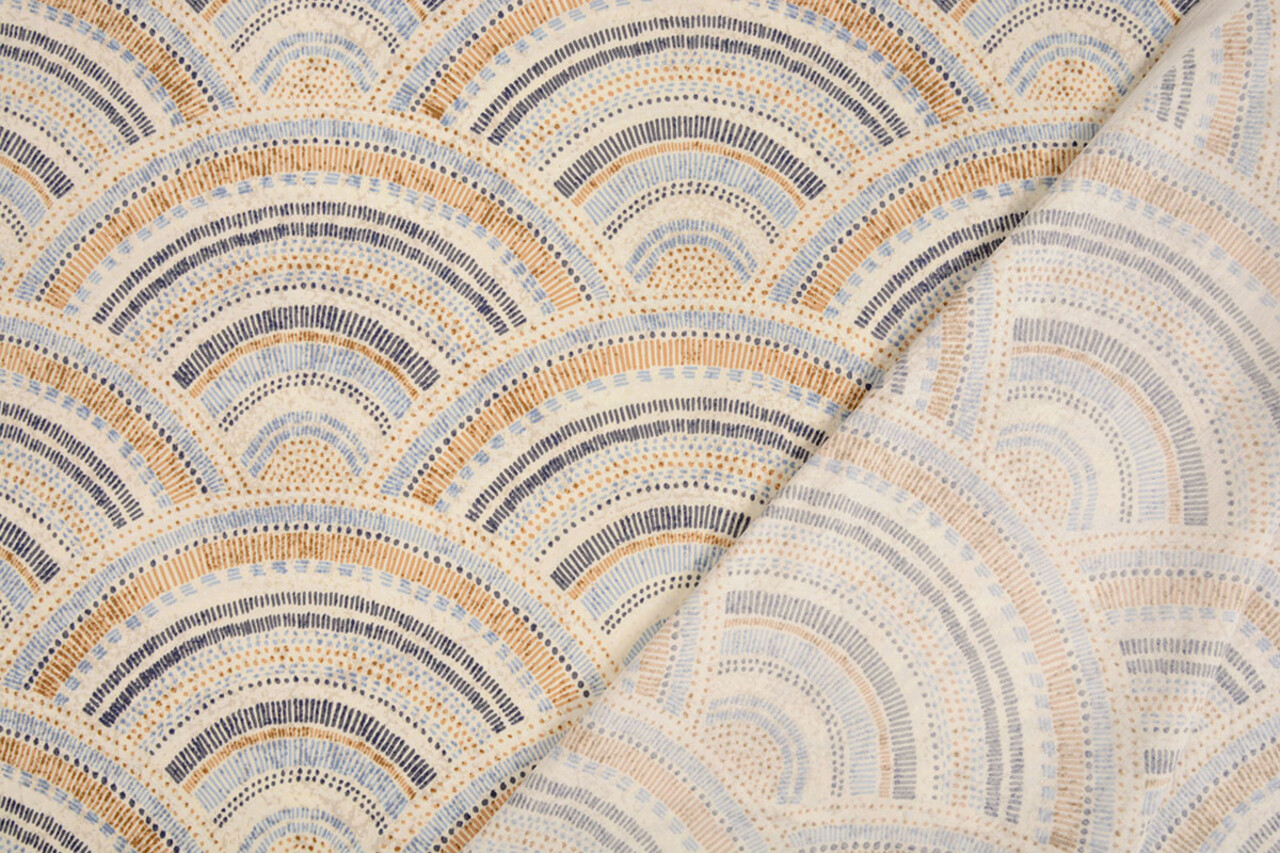 Oeko-Tex® Stretch Popeline Waves Multicolore Bleu Oeko-Tex® Stretch Popeline Waves Multicolore Bleu