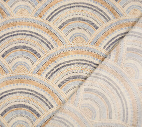 Oeko-Tex®  Stretch Poplin Waves Multi Blauw Oeko-Tex®  Stretch Poplin Waves Multi Blauw