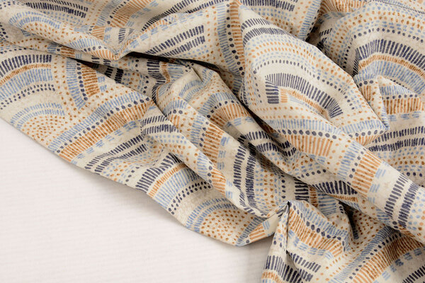 Oeko-Tex®  Stretch Popeline Waves Multi Blau Oeko-Tex®  Stretch Popeline Waves Multi Blau