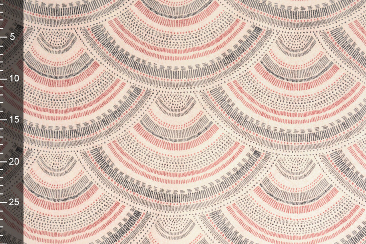 Oeko-Tex®  Stretch Poplin Waves Multi Red Oeko-Tex®  Stretch Poplin Waves Multi Red