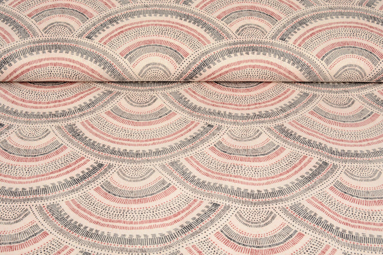 Oeko-Tex®  Stretch Popeline Waves Multi Rot Oeko-Tex®  Stretch Popeline Waves Multi Rot