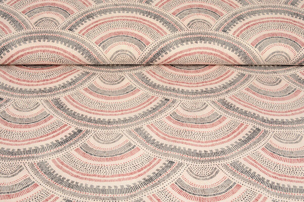 Oeko-Tex®  Stretch Poplin Waves Multi Red Oeko-Tex®  Stretch Poplin Waves Multi Red