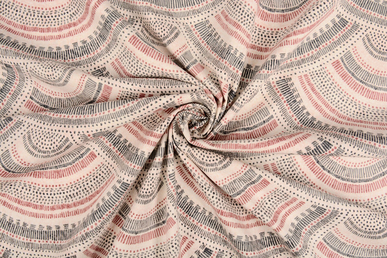 Oeko-Tex®  Stretch Popeline Waves Multi Rot Oeko-Tex®  Stretch Popeline Waves Multi Rot