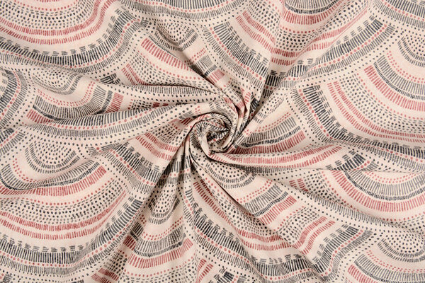 Oeko-Tex®  Stretch Poplin Waves Multi Red Oeko-Tex®  Stretch Poplin Waves Multi Red